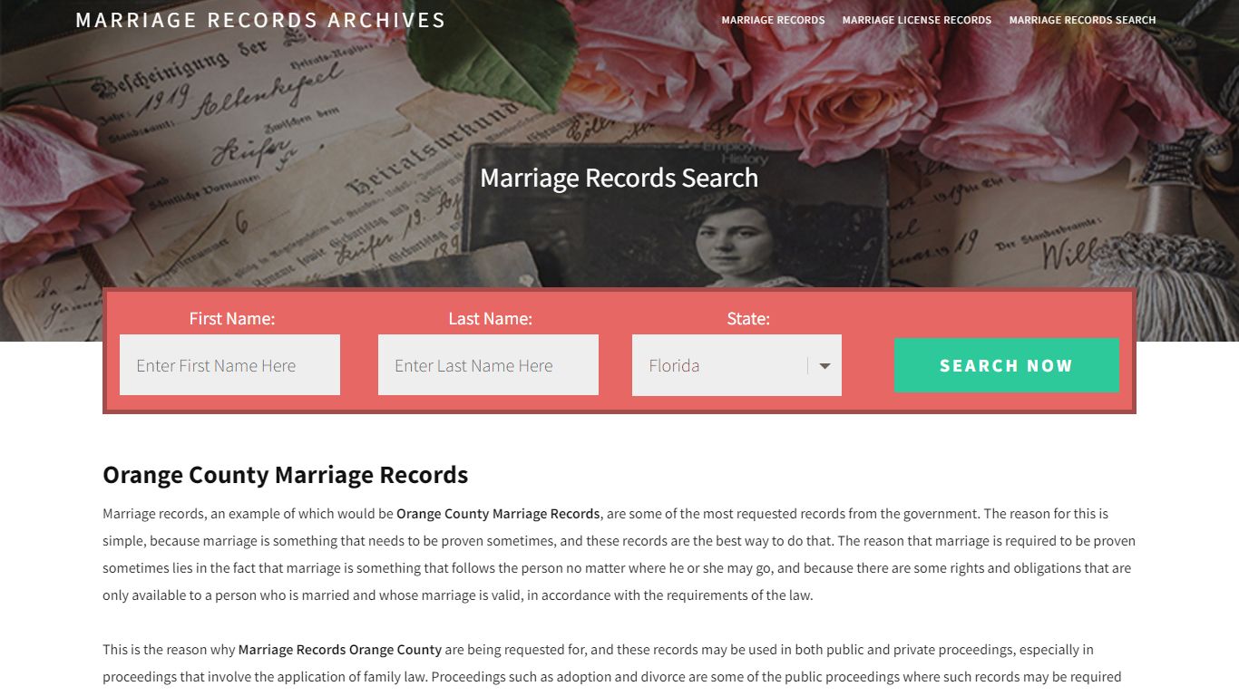 Orange County Marriage Records